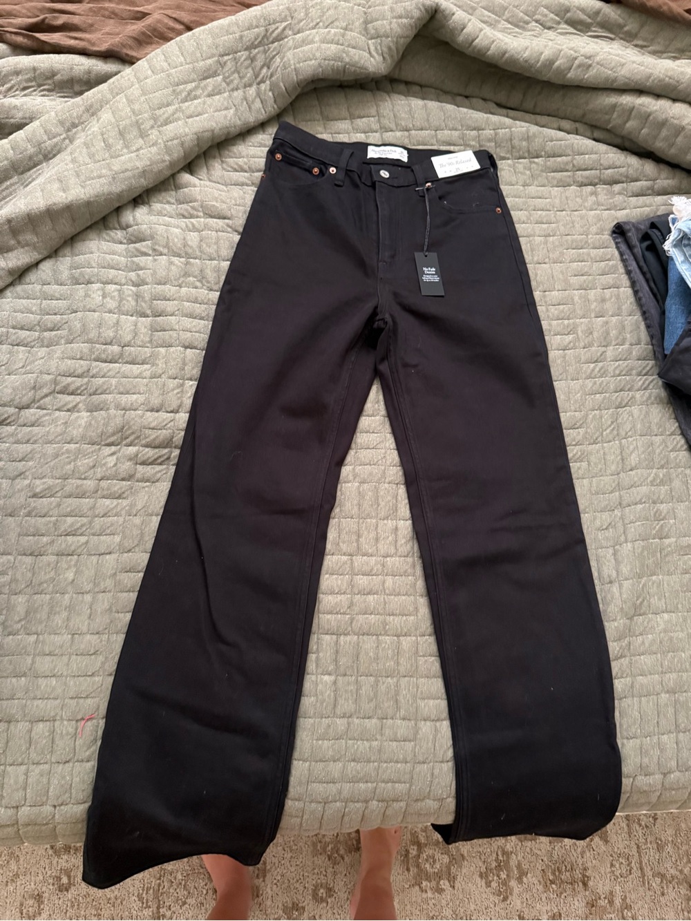 Abercrombie & Fitch Black High-Rise Wide Leg Jeans